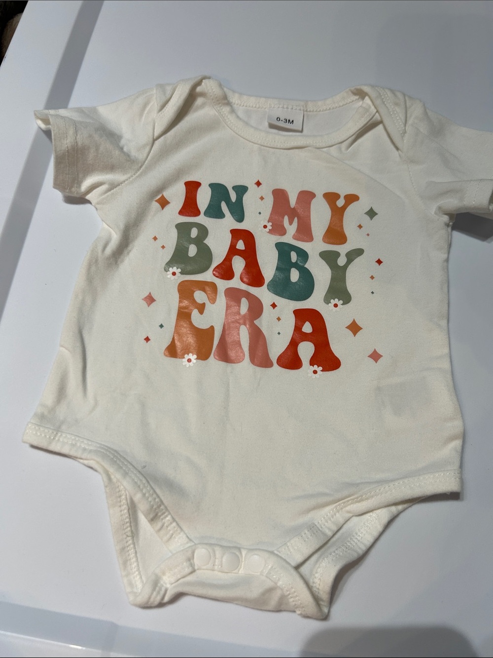 Cream Baby Onesie with Retro 'In My Baby Era' Print